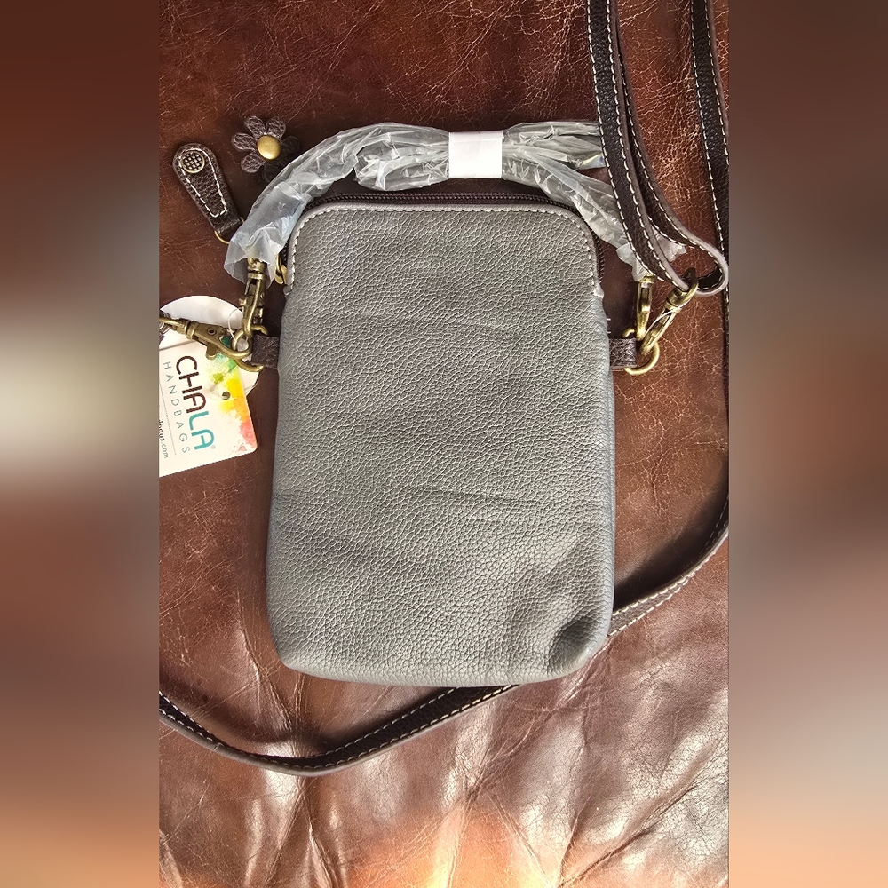 NWT Chala Handbags Gray and Red Crossbody Bag - Picture 5 of 5